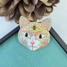 Luxurious Multicolored Cat Head Animal Design Brooch Fashion Brooch For Men And Women Jewelry Party Accessory Gift - S6 - View 15