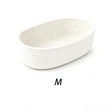 Cesta de almacenamiento ovalada para escritorio, organizador de llaves para la entrada, cesta de almacenamiento de cosméticos para la mesita de noche del dormitorio, cesta tejida, 3 tamaños disponibles - Blanco - Ver 7