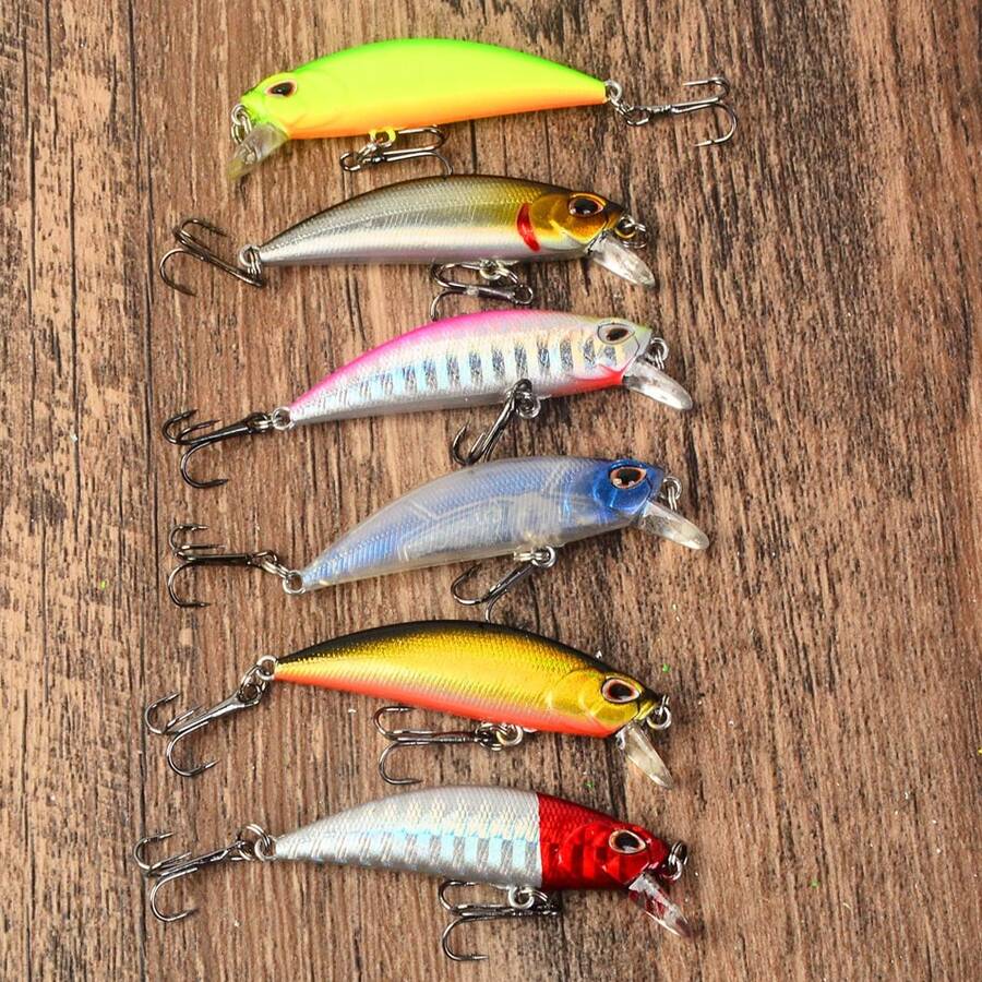 6pcs Sinking Mini Bionic Hard Lures Set, Stream Micro Fishing Lures For Amur Perch And Crucian Carp - Multicolor - View 1