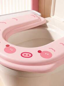 1pc Thickened Waterproof EVA Toilet Seat Cushion, Soft & Warm All Seasons, Anti-Pinch Design, Universal Bathroom Toilet Lid, With Handle, Easy To Remove And Wash, Cute Style, Suitable For Women - Multicolor - View 6