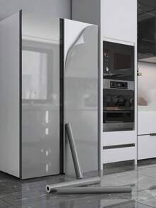 1pc Glossy Gray Self-Adhesive Refrigerator Sticker, Waterproof And Oilproof, Air Conditioner, Washing Machine, Fridge Outer Machine Protective Film, Stickers, Wall Decal, Vinyl Decal For Home Decorations, Spring Decoration Items Refresh Your Home, Rama Decoration Stickers Gifts Birthday Graduation - Dark Grey - View 14