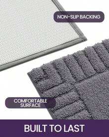 DEXI Tapete para Baño 40 x 60 cm, Alfombra de Baño Antiderrapante, Tapetes de Baño Supersuave y Absorbente, Lavable a Máquina, Blanco - Gris Oscuro - Ver 5