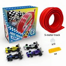 Extra Long Flexible Bendable DIY Track Racing Toy With Strong Suction Cups For Wall And Tabletop Secure Mounting, Dual Track 2-Player Competitive Racing, Customizable 360° Loop Stunt Track, Smooth Burr-Free Material, Parent-Child Interactive Educational Sliding Car, Space Imagination Training Gift For Boys - Multicolor - View 17