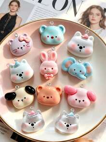 10/20/100pcs Cute Animal Puppy Elephant White Bear Pendant Charms DIY Handmade Keychain Bag Charm Accessories Decor - Multicolor - View 1