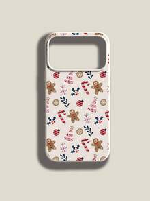 1pc Creative Personalized Full Screen Christmas Tree Candy Cane Gingerbread Man Leaf Polka Dot Pattern Phone Case, Liquid Silicone Large Hole Anti-Drop Soft Shell Protective Cover Compatible With Samsung A23/A24/A25/A32/33/S25 Apple 11/12/13/14/14plus/15/15plus/16/16plus/7/8plus/17/17pro/18pro/18pm And Other Models - Multicolor - View 1