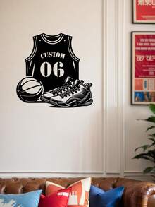 1pc Customized Name Metal Basketball Hoop Sign Decor, Basketball Iron Wall Art, Indoor Decor, Outdoor Basketball Court Wall Hanging, Basketball Enthusiast Gift, Home Decor, Modern Art Basketball Decor, Wall Decor, Room Decor, Living Room Decor, Bedroom Decor, House Decor, Personalized Gift Craft - Multicolor - View 10