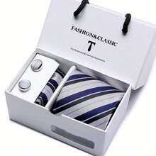 AlanKing Men's Striped Tie Set, Premium Gift Box, Suitable For Holiday And Anniversary Gifts - Color Mixing - View 15