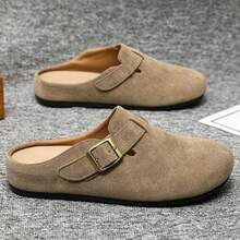 New Men's Fashion Suede Mule Slippers, Classic Non-Slip Outdoor Slippers With Arch Support - Brown - View 4