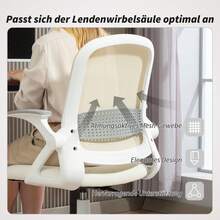 HOMCOM Office Chair With Flip-Up Armrests And Lumbar Support, White | Ergonomic Desk Chair, Height-Adjustable Swivel Chair With Tilt Function, Mesh Back, Computer Chair - White - View 4