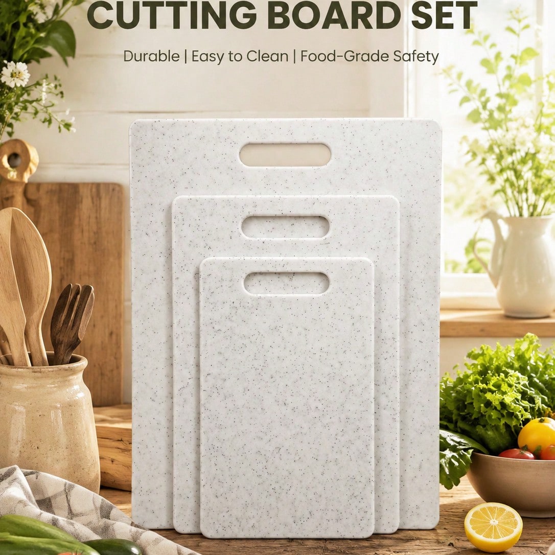 1/3pcs Marble Pattern Kitchen Cutting Board Set, Hygienic Washable Children's Food Cutting Board, Non-Slip Thickened, Suitable For Camping, Restaurant, Cafe, Easter Holiday Gift