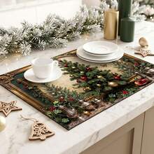 1pc Dish Drying Mat, Coffee Machine Mat, Vintage European Christmas Pattern Absorbent Mat, Quick Drying And Easy To Clean, Protects Tabletop From Scratches, Suitable For Kitchen Counter, Dining Table, Sideboard, Christmas Holiday Atmosphere Decorative Mat, Multi-Purpose Drainage Mat, Home Gift, Tabletop Decor - XYLSD-820 - View 4