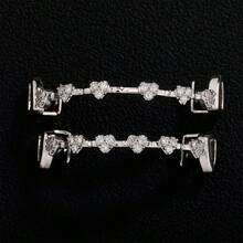 2 buah Grillz Tipis Bertatahkan Zirkonia Mikro Mewah Eropa dan Amerika, Aksesori Pesta Hip-Hop Cocok untuk Perjalanan dan Aktivitas Sehari-hari Pria - MultiWarna - View 4