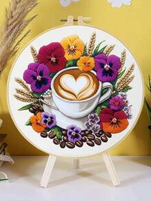 1 buah, ukuran 20*20cm/7.9*7.9in, Perlengkapan Bordir Kedai Kopi, Set Bordir Buatan Tangan DIY untuk Pemula Dewasa, Hadiah Rumah, Hadiah Menjahit Wanita, Termasuk Panduan Pengguna, Kain Pola Cetak, Bingkai Bordir, Jarum dan Benang. - Kedai kopi - View 15