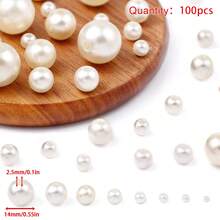 4-16mm Ngà voi ABS Ngọc trai Giả Hạt Với Thẳng Lỗ Đối với Quý cô Vòng tay & Vòng cổ DIY Làm đồ trang sức Chất liệu - Lỗ thẳng màu be - Xem 28