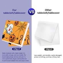 1/2pcs Halloween Tablecloth, Halloween Theme Polyester Tablecloth Cartoon Ghost Pumpkin Spider Web Orange Background Suitable For Dining Room Kitchen Coffee Table Dining Table Picnic Camping Country Farmhouse Decoration Holiday Tabletop Protection - Multicolor - View 8