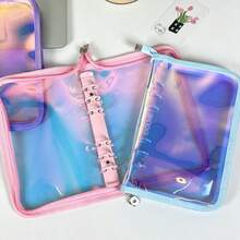 1pc A6 Laser Rainbow Loose-Leaf Binder, Zippered Planner, Large Capacity Sticker Storage Bag, Stationery Organizer, Detachable Inner Pages Multi-Functional Binder, IDOLME, Suitable For K-Pop Photo Album, Sticker Book, Savings Plan Book, Nail Art Storage, Diary, Notebook, School Supplies, Office Supplies, Back To School Supplies - A6 - View 5