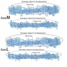 EVERDINAH 2Pcs Multi-Color Bridal Lace Garter Set, Elastic Wedding Thigh Bands For Bride, Floral Leg Accessories For Wedding, Bridal Shower, Party & Photoshoot,Halloween - Dusty Blue - View 10