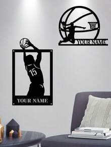 1pc Customized Name Metal Basketball Hoop Sign Decor, Basketball Iron Wall Art, Indoor Decor, Outdoor Basketball Court Wall Hanging, Basketball Enthusiast Gift, Home Decor, Modern Art Basketball Decor, Wall Decor, Room Decor, Living Room Decor, Bedroom Decor, House Decor, Personalized Gift Craft - Multicolor - View 8