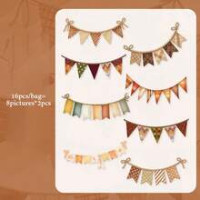 16pcs/Bag Ribbon Series Sticker Set, Creative Scrapbooking Base Material, Suitable For Office Journal, Greeting Cards, Cup Holder Decoration And Back To School Gifts - Multicolor - View 8