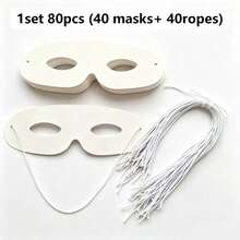 20 cái/40 cái/80 cái mặt nạ giấy trắng có dây thun - mặt nạ hóa trang DIY để trống, mặt nạ bìa cứng trắng vẽ tay, tự tạo mặt nạ, tô màu cho tiệc, đế trắng để tô màu làm đạo cụ biểu diễn, phù hợp cho Halloween, tiệc hóa trang và sự kiện lễ hội - Xem 12