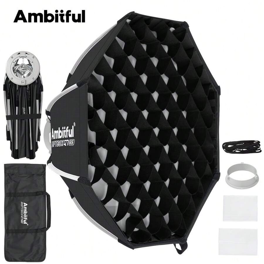 Ambitful Q7 55cm Quick Release Octagonal Softbox, Bowens Mount Portable Foldable Photography Soft Light Box For For Studio Photography Shooting