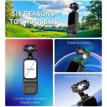 4K High-Definition Wifi Sports Camera, Handheld Video Shooting Camera, Equipped With A 270-Degree Rotating Lens, 2-Inch Display, 64Gb Sd Card, Loop Recording Function, 7-Hour Battery Life, Built-In Sound Microphone, Suitable For Outdoor Sports - View 7