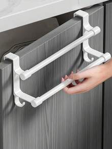 1pc Over-The-Door Towel Rack: Easy To Install,Great For Hanging Towels,Spoons And Utensils.Practical Hook-Style Storage Rack,Designed For Cabinet Doors,Perfect For Keeping Kitchen And Bathroom Organized And Tidy. - Multicolor - View 9