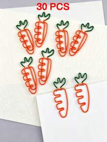 30/10pcs Two Tone Baked Paint Carrot Paper Clip Metal Personalized Clip Bookmark Receipt Office Stationery Paper Clip High Aesthetic Value - Multicolor - View 8
