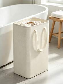 1pc Slim Laundry Basket With Lid, Thin Dirty Clothes Storage Bin With Handle, Suitable For Laundry Room, Bedroom, Closet - Multicolor - View 18