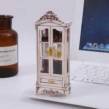 Ivory White Vintage Mini Wine Cabinet - Elegant Mini House Storage Rack With Arched Top, - Ideal Choice For Collecting Furniture And Historical Decor, Living Room Decoration, Classic Design, Desktop Decor, Must-Have For Handmade Enthusiasts, Realistic Mini Vintage Luxury Wine Cabinet Living Room Furniture - Multicolor - View 1