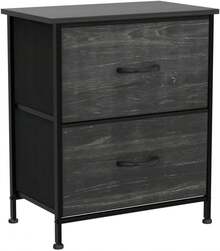 All Dresser With 2 Drawers, Bedside Furniture, Night Stand, End Table With Fabric Bins For Bedroom, Closet, Entryway, College Dorm, Dark Grey |   End Table With Fabric Bins For Bedroom, 15-Min Quick-Assembly, Sturdy Metal Frame & Adjustable Feet CUBM - Charcoal Black (Set Of 2) - View 11