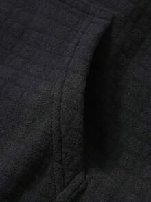 Striville American Minimalist Waffle Knit Sweatshirt Black Loose Fit Versatile Casual Pullover Sweatshirt For Men - Black - View 5