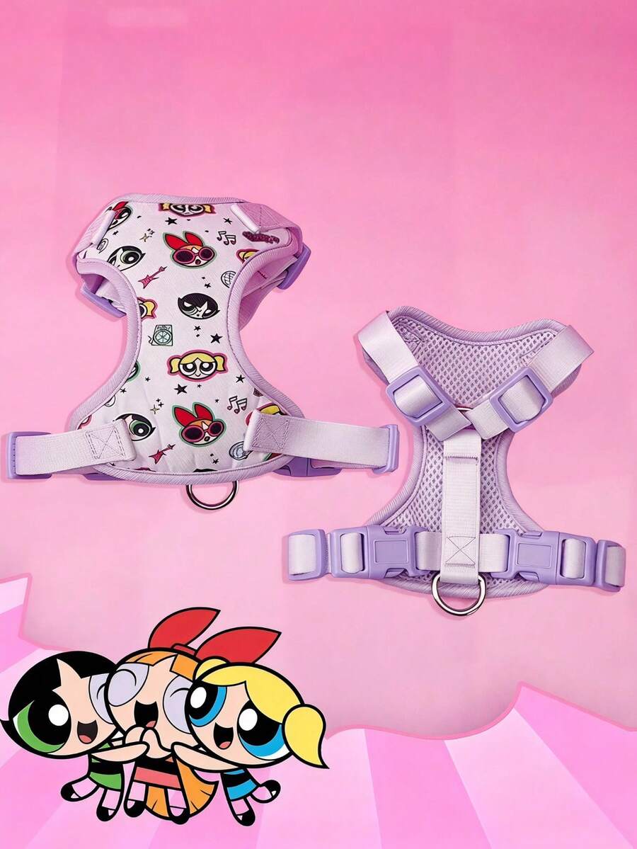 THE POWERPUFF GIRLS X PETSIN Cartoon Pattern Pet Harness For Everyday Wear - Mauve Purple - View 1
