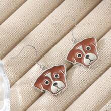 Women's Creative Silver Cartoon Dog Pendant Earrings, For Daily Casual Wear - Silver - View 4