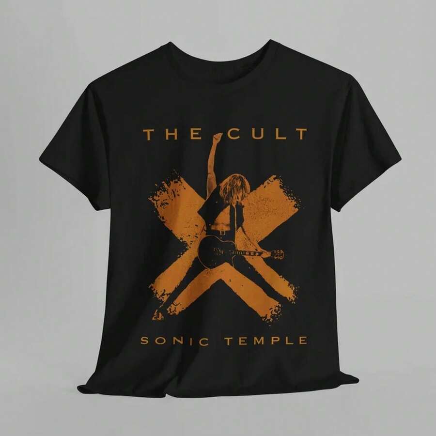 Camiseta The Cult Temple, Regalo para Amantes de la Música, Camiseta Gráfica de Banda, Camiseta Unisex de Algodón - Negro - Ver 1