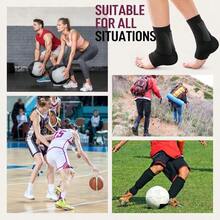2 Pairs Padded Skate Socks Skating Socks Lace Bite Gel Pads Ankle Malleolar Sleeves Guards Front Foot Shin Achilles Tendon Heel - Black + Achilles - View 6