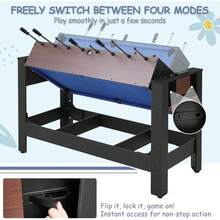 Multi Game Table Indoor Arcade Combo Set For Kids And Adults, Four In One Rotating Table Football Billiards Air Hockey Table Tennis, Sturdy Wooden Frame With Adjustable Leg Levelers Complete Accessories, Brown - Grey-brown Wood Grain - View 5