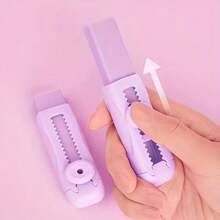 6pcs/Set: 1 Main Eraser + 5 Replacement Refills, Minimalist Candy Color Retractable Eraser, No Residue, No Crumbs - Multicolor - View 3