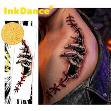 1 Kit Realistic Scars, Stitches & Cracked Skull Temporary Tattoos – Horror Wound Effects For Halloween, Waterproof Long-Lasting Fake Tattoos For Men Women, Easy To Apply And Remove InkDance Ink Dance CSD030 - CSD030 - View 6