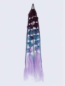 Ombre Gradient Bubble Braids Ponytail Hair Extension, Thin Side Braided Lantern Braid, Y2K Rave Festival Fake Hair Pieces With Elastic Hair Tie - Multicolor - View 13