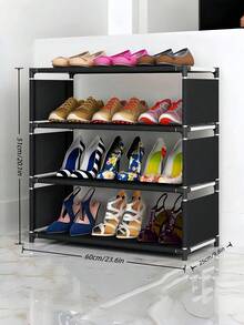 Multi-Layer Large Capacity Dust-Proof Shoe Rack, Metal Shoe Storage Organizer For Dorms And Apartments, Stackable Floor-Standing Shoe Shelf, Easy Assembly Home Entryway Storage Essential - Black - View 16