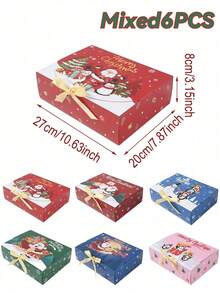 1/6/12/18pcs Christmas Gift Boxes With Ribbon, Merry Christmas Gift Packaging Boxes, Santa Claus, Snowman, Deer, Gingerbread Man, Reindeer Patterns, Christmas Party Gift Boxes, Christmas Decorations, Home Christmas Decor, Winter Decorations - Multicolor - View 11
