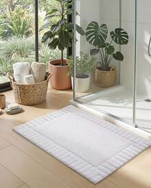DEXI Tapete para Baño 40 x 60 cm, Alfombra de Baño Antiderrapante, Tapetes de Baño Supersuave y Absorbente, Lavable a Máquina, Blanco - Blanco - Ver 9