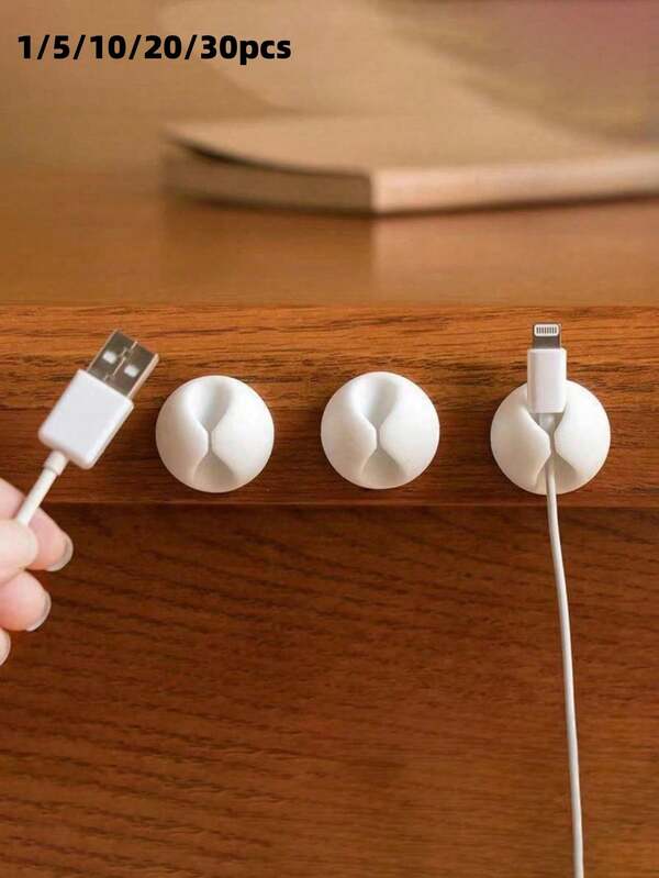 30/20/10/5/1 buah Klip Pengatur Kabel Meja Multi-Warna, Cocok untuk Manajemen Kabel Data/Kabel Earphone/Kabel Pengisi Daya, Pengikat Kabel Samping Tempat Tidur, Sentuhan Lembut, Cocok untuk Dekorasi Kantor, Perlengkapan Kantor, dan Aksesori Mobil