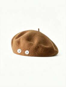 1pc Detachable Pearl Beret Hat For Women, Autumn/Winter Korean Style Lady Pumpkin Beret, Japanese Casual Wool Warm Hat - Multicolor - View 20