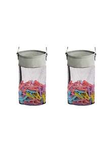 2pcs Hanging Storage Bag, Laundry Clip Bag, Hook Bag, Clasp Bag, Laundry Clip Organizer, Drawstring Mesh Bag With 2 Hooks, Suitable For Outdoor, Indoor, Kitchen And Bathroom Multi-Scenario Storage - View 6