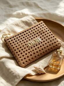 Dior Women's Makeup Bag Handbag Holiday Gift Gold Christmas Makeup Bag High Quality Portable With Handle Makeup Bag Gift - Gold - View 4