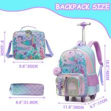 Girls' Rolling Backpack With Handle, 3-Piece Children's Luggage Set, Includes Pencil Case And Crossbody Bag, Suitable For Back To School Season - X4 Girls Trolley - View 11