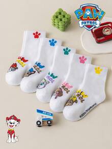 1/5/10 Pairs Paw Patrol Kids Socks Cute Puppy Paw Print Winter Mid-Calf Socks Fun Christmas Gift Children Socks - Multicolor - View 4