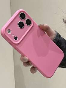 Luxury Skin Feel TPU Camera Protection Soft Phone Case Compatible With IPhone 17 Pro Max 17 Pro 17 16 Pro Max 16 Pro 16 15 Pro Max 15 Pro Max 15 Pro 15 14 Pro Max 14 Pro 14 13 Shockproof Protective Back Cover - Hot Pink - View 3